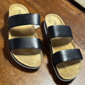 FRANKiE4 Maria Black Leather Slide Sandals Women’s Size 9.5 Podiatrist Designed
